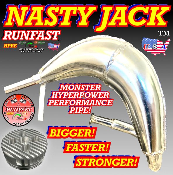 Nasty Jack High Performance Power Pipe Exhaust Muffler for 2-Stroke 66cc/80cc Motorized Bike Engine