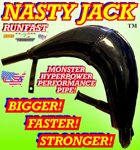 Nasty Jack High Performance Power Pipe Exhaust Muffler for 2-Stroke 66cc/80cc Motorized Bike Engine Black
