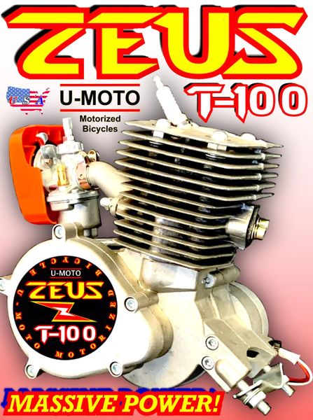 ZEUS T-100 (TM) THUNDER ONE HUNDRED 80CC/100CC 2-STROKE BICYCLE MOTOR (MOTOR ONLY)