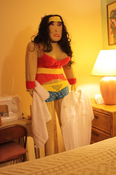 VALET FOR MEN -- TALKING AND WALKING(COST MORE) SAUSHA IS IN HER WONDER WOMAN COSTUME AND SHE CAN SERVE YOU YOUR CLOTHES, TOWEL AND SIT ON YOUR BED. If you need a payment plan email us: clothadultdolls@hotmail.com. SEE OUR MOTTO BELOW.