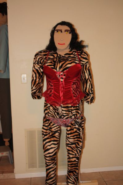 THE DOLLS HAD A PJ PARTY AND, TALKING AND WALKING, TIGRESS WORE HER STRIPS AND A SEE THRU RED SET.