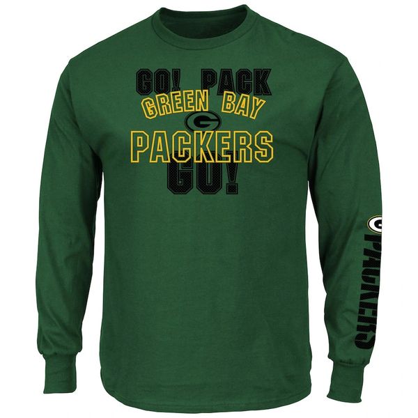 Green Bay Packers Majestic Primary Receiver Slogan Long Sleeve Shirt
