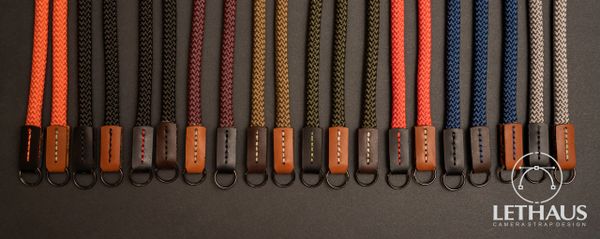 Agfa LETHAUS JUNE - ORANGE / BLACK ROPE CAMERA STRAP WITH LEATHER CONNECTOR 