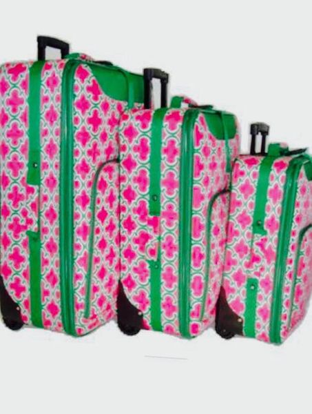 AKA Pink & Green 3 Piece Luggage Set