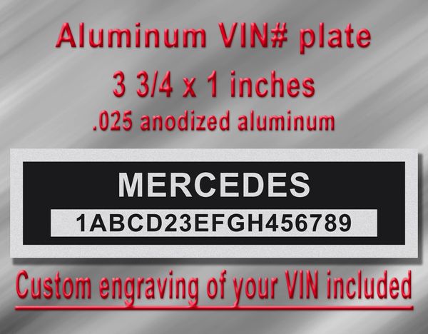 MERCEDES Serial Number Tag, VIN Plate - Custom Engraving of your number ...