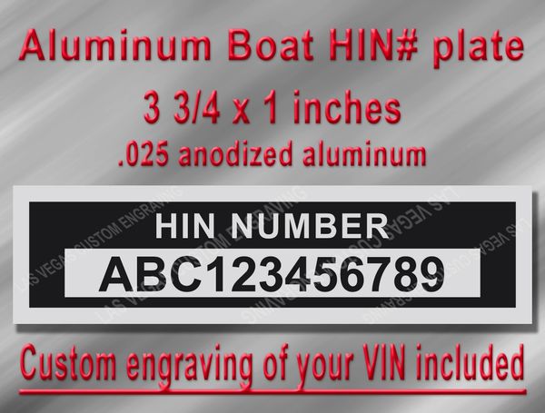 316 Polished Stainless Custom Hull Identification Number Tag HIN TAG HIN PLATE 