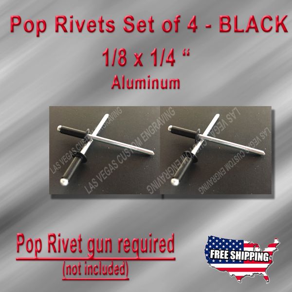 begynde I første omgang myg Set of 4 BLACK aluminum pop rivet for vin id serial number tag & data plate