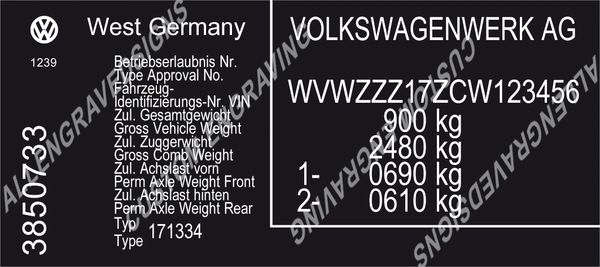  Custom Engraved Aluminum Vin Tag ID Plate : Automotive