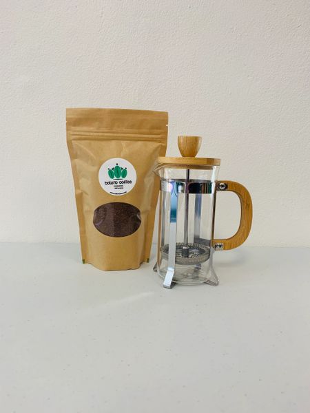 French Press with Bamboo Handle + 200g Coffee combo