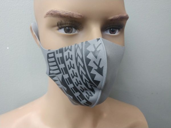 Mask: Gray Polynesian Tattoo print