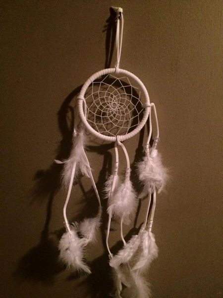 white dream catcher/ leather