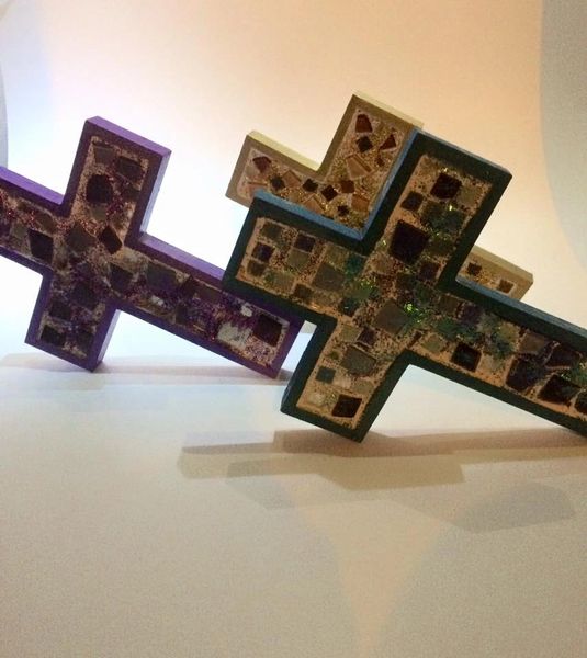 Mosaic wood crosses