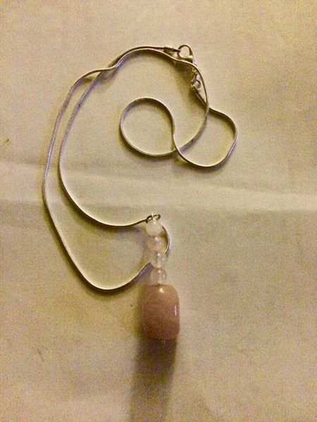 Rose Quartz Pendent and Silver Chain