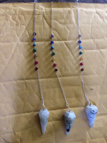 White Rainbow Moonstone with chakra balancing beads