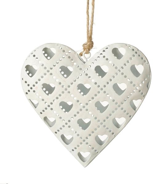 White hanging heart