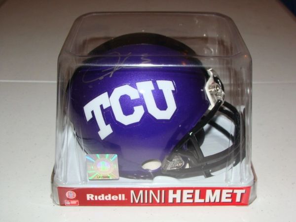 #5 LaDAINIAN TOMLINSON TCU Horned Frogs NCAA RB Purple Mini Helmet AUTOGRAPHED