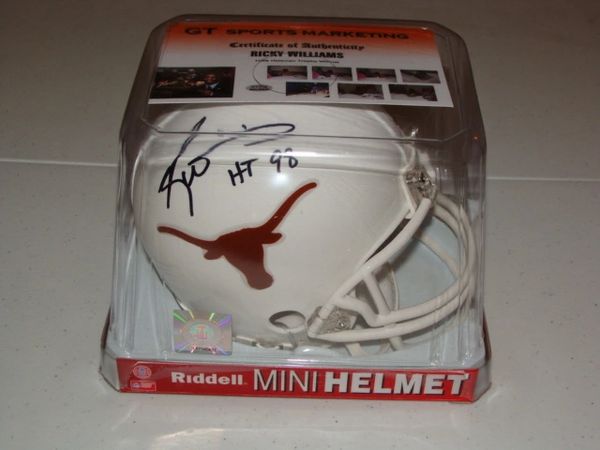 #34 RICKY WILLIAMS Texas Longhorns NCAA RB White Mini Helmet AUTOGRAPHED