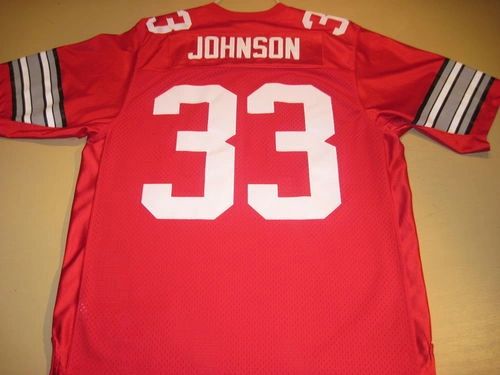 #33 PETE JOHNSON Ohio State Buckeyes NCAA RB Red Throwback Jersey