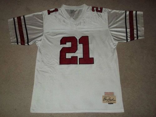 #21 BARRY SANDERS Oklahoma State Cowboys NCAA RB White Throwback Jersey