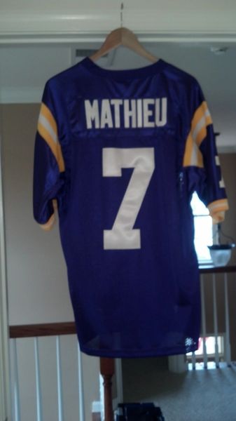 #7 TYRANN MATHIEU LSU Tigers NCAA Safety Purple Throwback Jersey