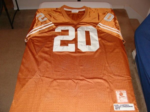 #20 EARL CAMPBELL Texas Longhorns NCAA RB Orange Throwback Jersey