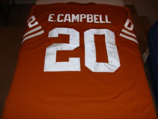20 EARL CAMPBELL Texas Longhorns NCAA RB White Stats Throwback Jersey