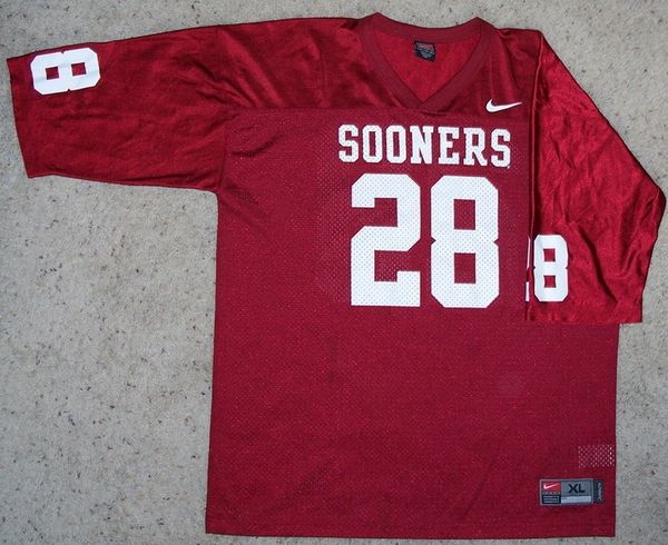 28 ADRIAN PETERSON Oklahoma Sooners NCAA RB Red Throwback Jersey