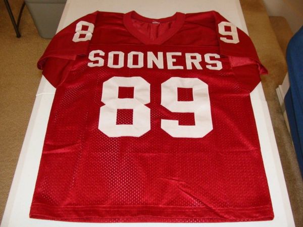#89 Oklahoma Sooners NCAA Football Red Throwback Jersey
