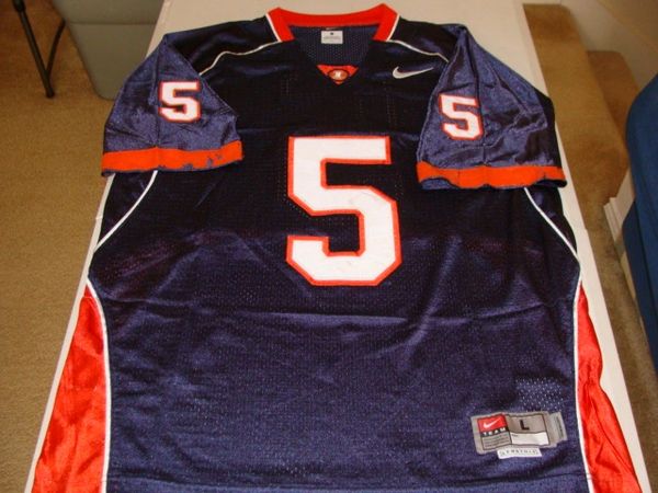 #5 RASHARD MENDENHALL Illinois Illini NCAA RB Blue Throwback Jersey