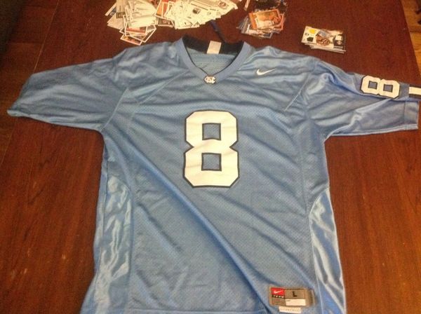 #8 North Carolina Tar Heels NCAA Football Blue Throwback Jersey