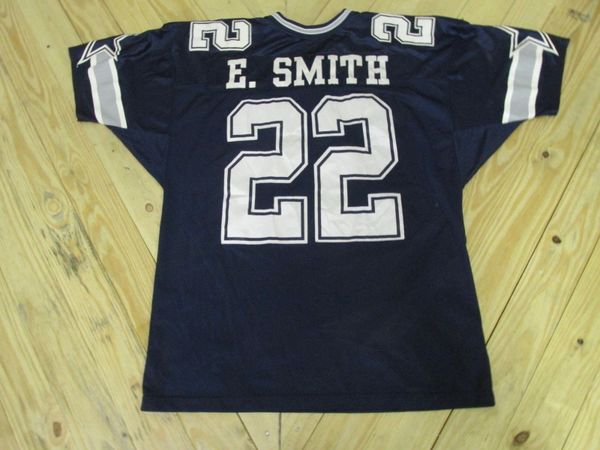 22 EMMITT SMITH Dallas Cowboys NFL RB White/Blue Throwback Jersey