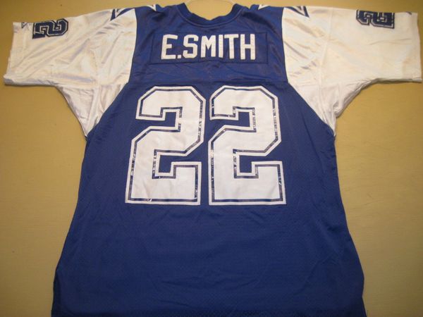 22 EMMITT SMITH Dallas Cowboys NFL RB Blue/White Throwback Jersey