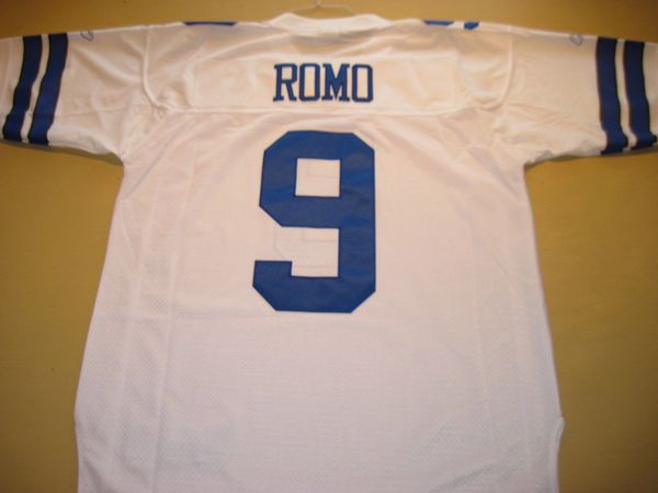 9 TONY ROMO Dallas Cowboys NFL QB White Throwback Jersey