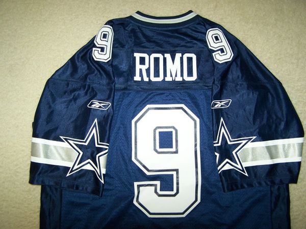 9 TONY ROMO Dallas Cowboys NFL QB White/Blue Throwback Jersey