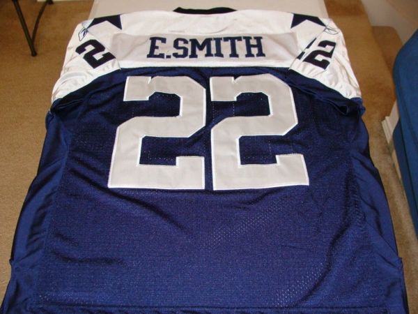 22 EMMITT SMITH Dallas Cowboys NFL RB White/Blue Throwback Jersey