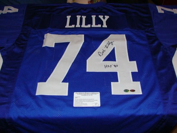 #74 BOB LILLY Dallas Cowboys NFL DT Blue Throwback Jersey AUTOGRAPHED