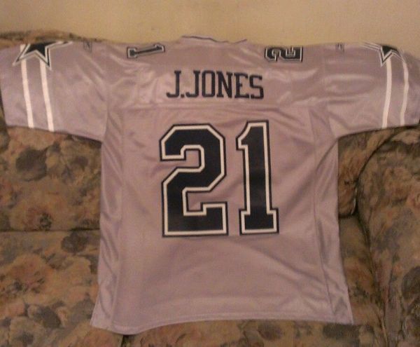 21 JULIUS JONES Dallas Cowboys NFL RB Silver/Grey Throwback Jersey