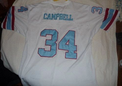 Earl Campbell Signed Houston Oilers White Jersey Running