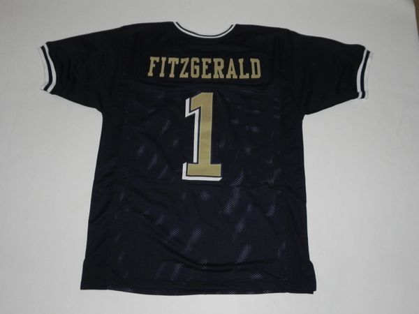 #1 LARRY FITZGERALD Pittsburgh Panthers NCAA WR Blue Throwback Jersey