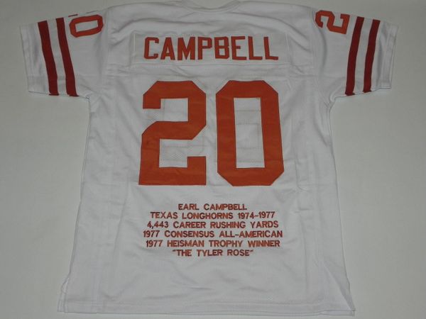 Earl Campbell Texas Longhorns #20 Football Jersey - Orange