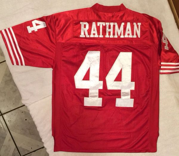 44 TOM RATHMAN San Francisco 49ers NFL RB Red Throwback Jersey