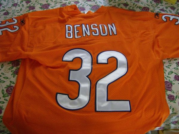 32 CEDRIC BENSON Chicago Bears NFL RB Orange Throwback Jersey