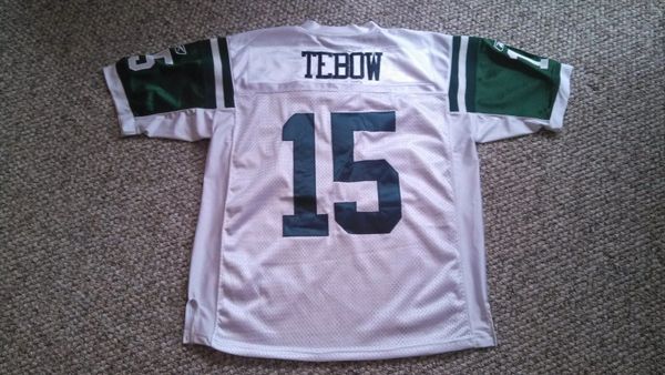 15 TIM TEBOW New York Jets NFL QB White Throwback Jersey