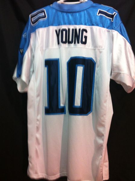 10 VINCE YOUNG Tennessee Titans NFL QB White Throwback Jersey