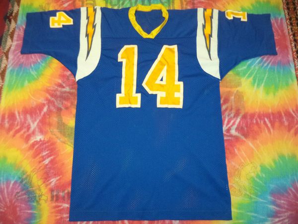 14 DAN FOUTS San Diego Chargers NFL QB Blue Throwback Jersey