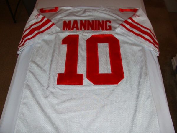 10 ELI MANNING New York Giants NFL QB White Throwback Jersey