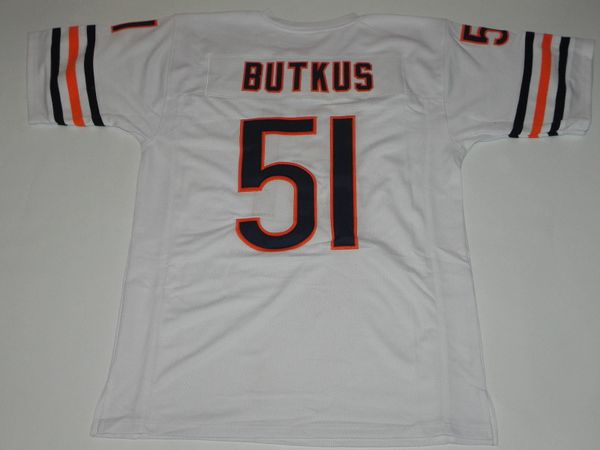 #51 DICK BUTKUS Chicago Bears NFL LB White Throwback Jersey