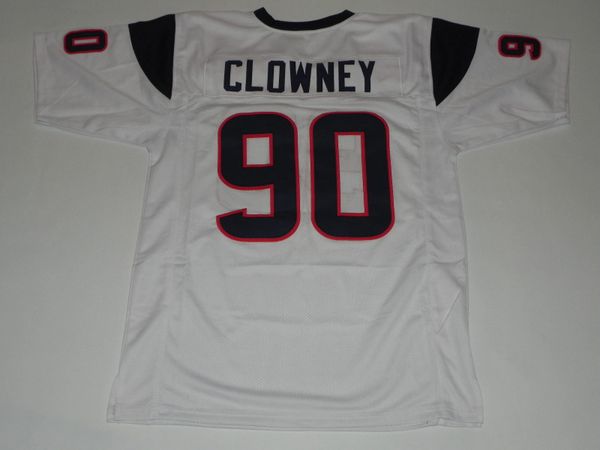 #90 JADEVEON CLOWNEY Houston Texans NFL OLB White Throwback Jersey