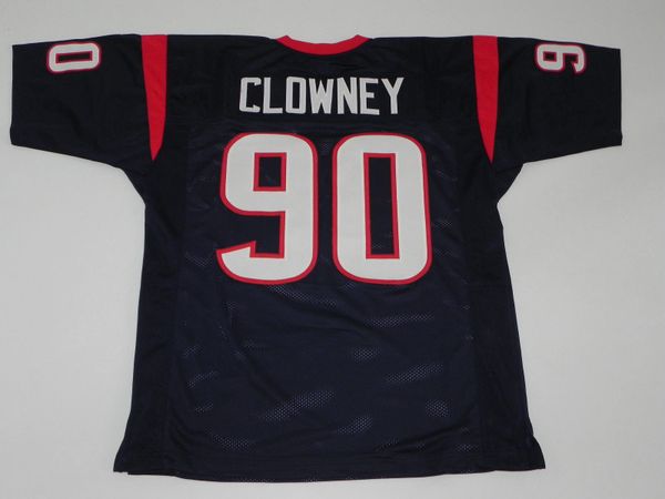 #90 JADEVEON CLOWNEY Houston Texans NFL OLB Blue Throwback Jersey