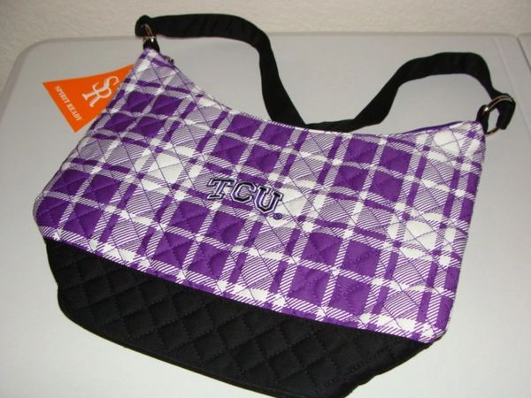 TCU Horned Frogs Purple and White Checkered Purse